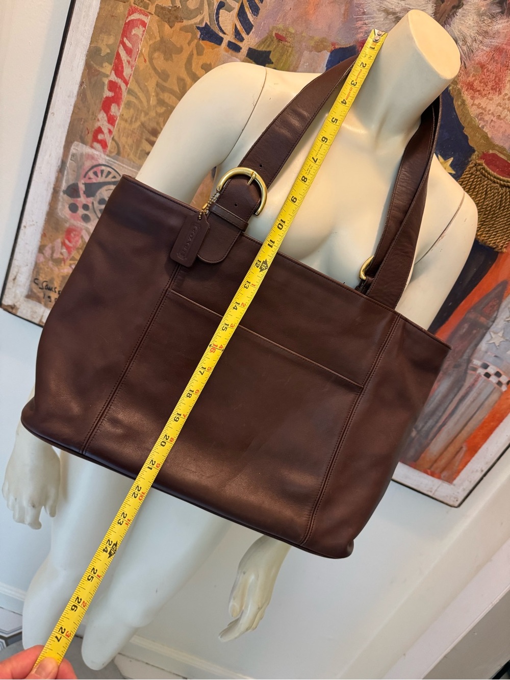 Coach Vintage 90s brown leather gold buckles Waverly bag VGC - Picture 3 of 16